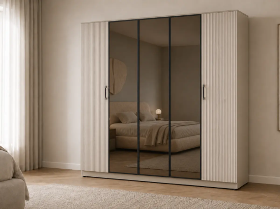 Dressing in 5 usi oglinda fumurie si  MDF cu riflaj